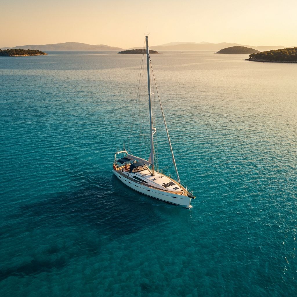 Sejlyacht på turkist vand